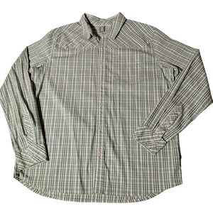 Stio Mens Large Green Plaid Seersucker Long Sleeve Button Down Shirt Stretch